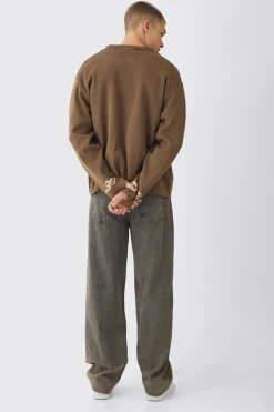 boohooMAN Oversized Boxy Long Sleeve Moto Knitted Overshirt | UK| Shirts