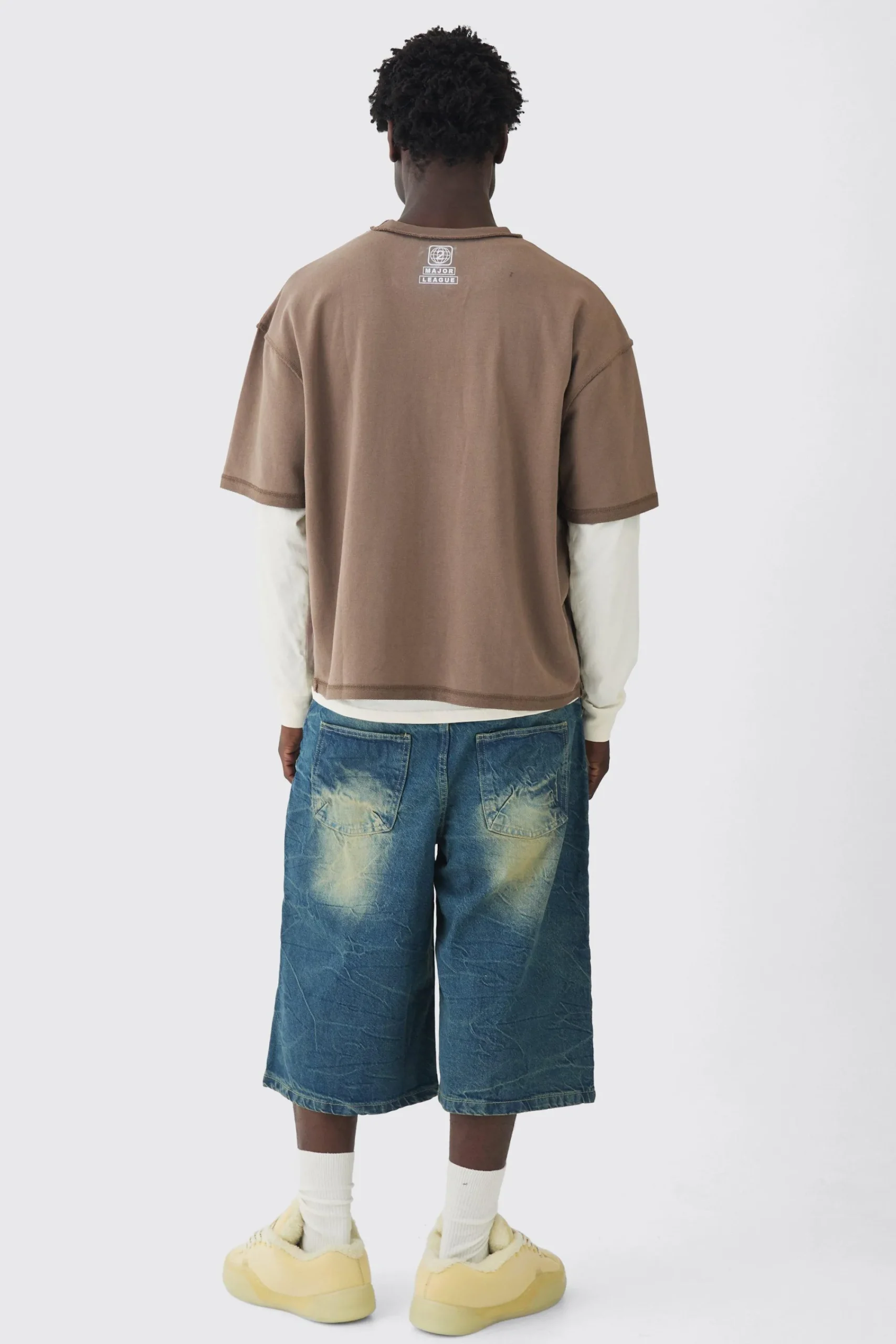 boohooMAN Oversized Boxy Loopback Short Sleeve Exposed Seam Sweatshirt | UK| Hoodies & Sweatshirts