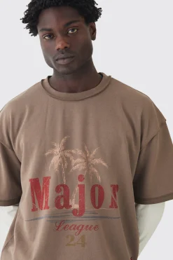 boohooMAN Oversized Boxy Loopback Short Sleeve Exposed Seam Sweatshirt | UK| Hoodies & Sweatshirts