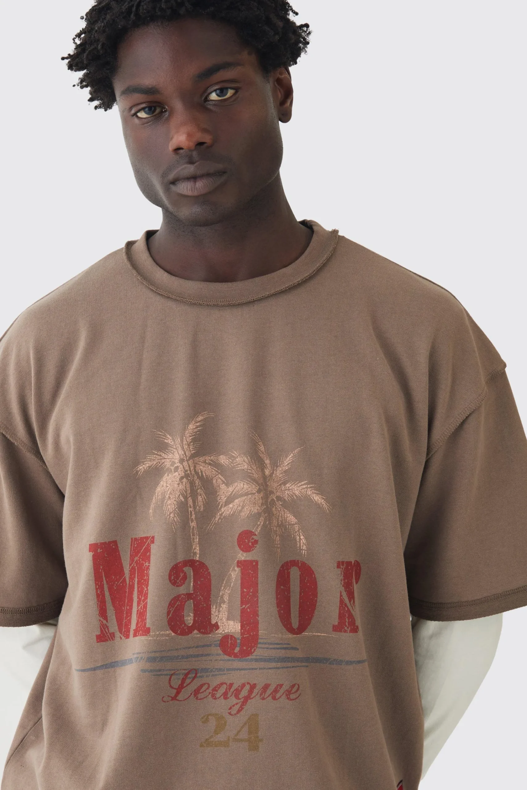 boohooMAN Oversized Boxy Loopback Short Sleeve Exposed Seam Sweatshirt | UK| Hoodies & Sweatshirts