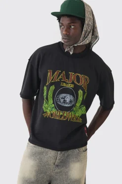 boohooMAN Oversized Boxy Loopback Short Sleeve Exposed Seam T-shirt | UK| Hoodies & Sweatshirts