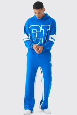 boohooMAN Oversized Boxy Loopback Varsity Stripe Tracksuit | UK| Tracksuits