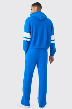 boohooMAN Oversized Boxy Loopback Varsity Stripe Tracksuit | UK| Tracksuits