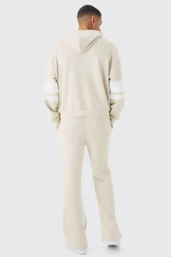 boohooMAN Oversized Boxy Loopback Varsity Stripe Tracksuit | UK| Tracksuits