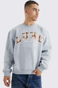 boohooMAN Oversized Boxy Luxe Applique Bear Sweatshirt | UK| Hoodies & Sweatshirts