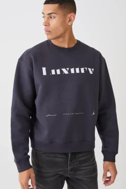 boohooMAN Oversized Boxy Luxury Print Sweatshirt | UK| Hoodies & Sweatshirts