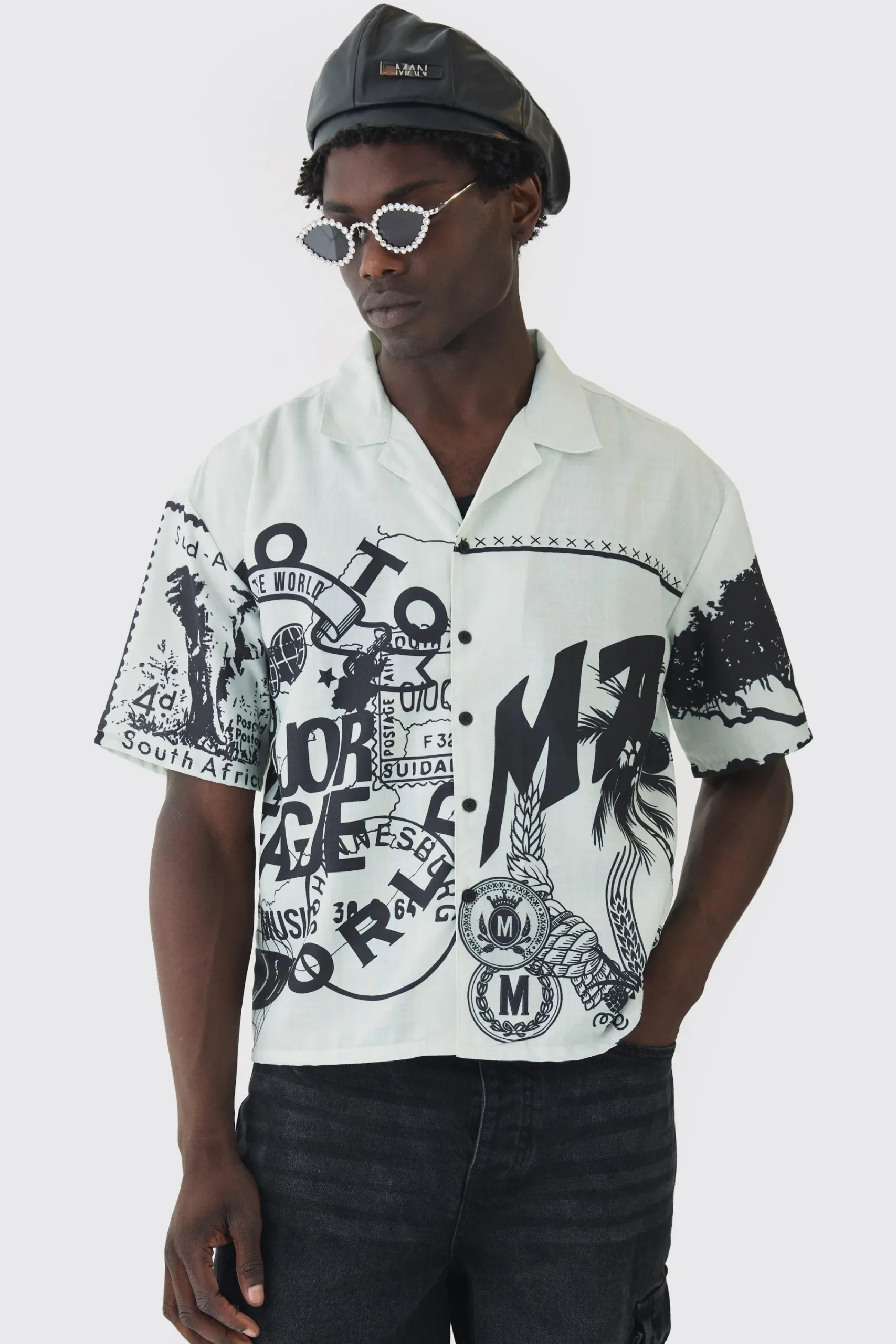 boohooMAN Oversized Boxy Major League Contrast Embroidery Shirt | UK| Shirts