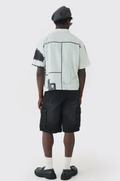 boohooMAN Oversized Boxy Major League Contrast Embroidery Shirt | UK| Shirts