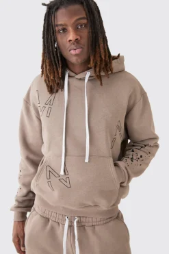 boohooMAN Oversized Boxy Man Dash Paint Splatter Gusset Tracksuit | UK| Tracksuits