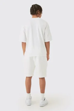 boohooMAN Oversized Boxy Man Flock Printed T-shirt & Short Set | UK| Sets & Co-Ords|Tracksuits