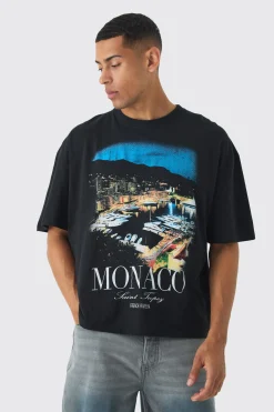 Oversized Boxy Monaco Saint Tropez Graphic T-shirt | UK^boohooMAN Online