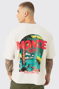 Oversized Boxy Monte Carlo Print Wash Back Print T-shirt | UK^boohooMAN Clearance