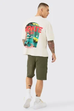 Oversized Boxy Monte Carlo Print Wash Back Print T-shirt | UK^boohooMAN Clearance