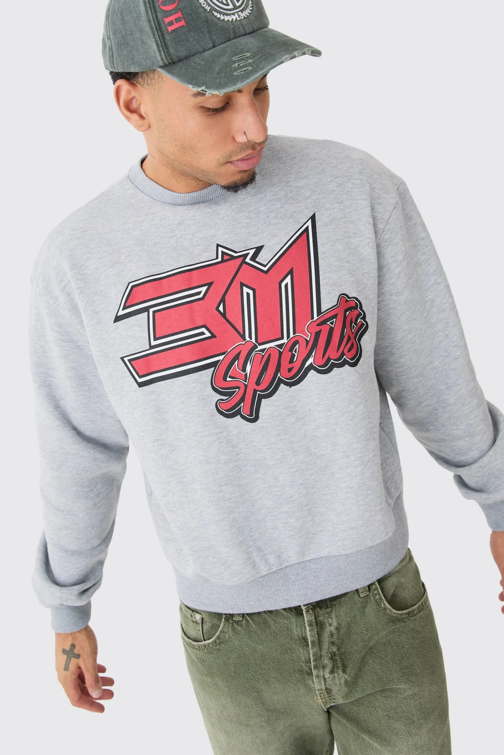 boohooMAN Oversized Boxy Moto Bm Sports Sweatshirt | UK| Hoodies & Sweatshirts