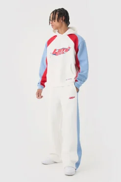 boohooMAN Oversized Boxy Moto Colour Block Hooded Tracksuit | UK| Tracksuits