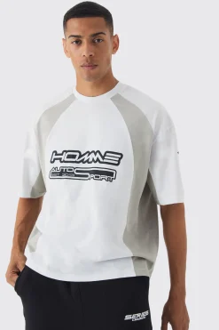 Oversized Boxy Moto Homme Star Panel T-Shirt | UK^boohooMAN New