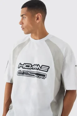 Oversized Boxy Moto Homme Star Panel T-Shirt | UK^boohooMAN New