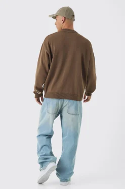 boohooMAN Oversized Boxy Moto Knitted Jumper | UK| Knitwear
