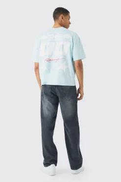 Oversized Boxy Moto Print T-shirt | UK^boohooMAN Sale