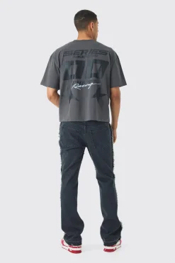 Oversized Boxy Moto Print T-shirt | UK^boohooMAN