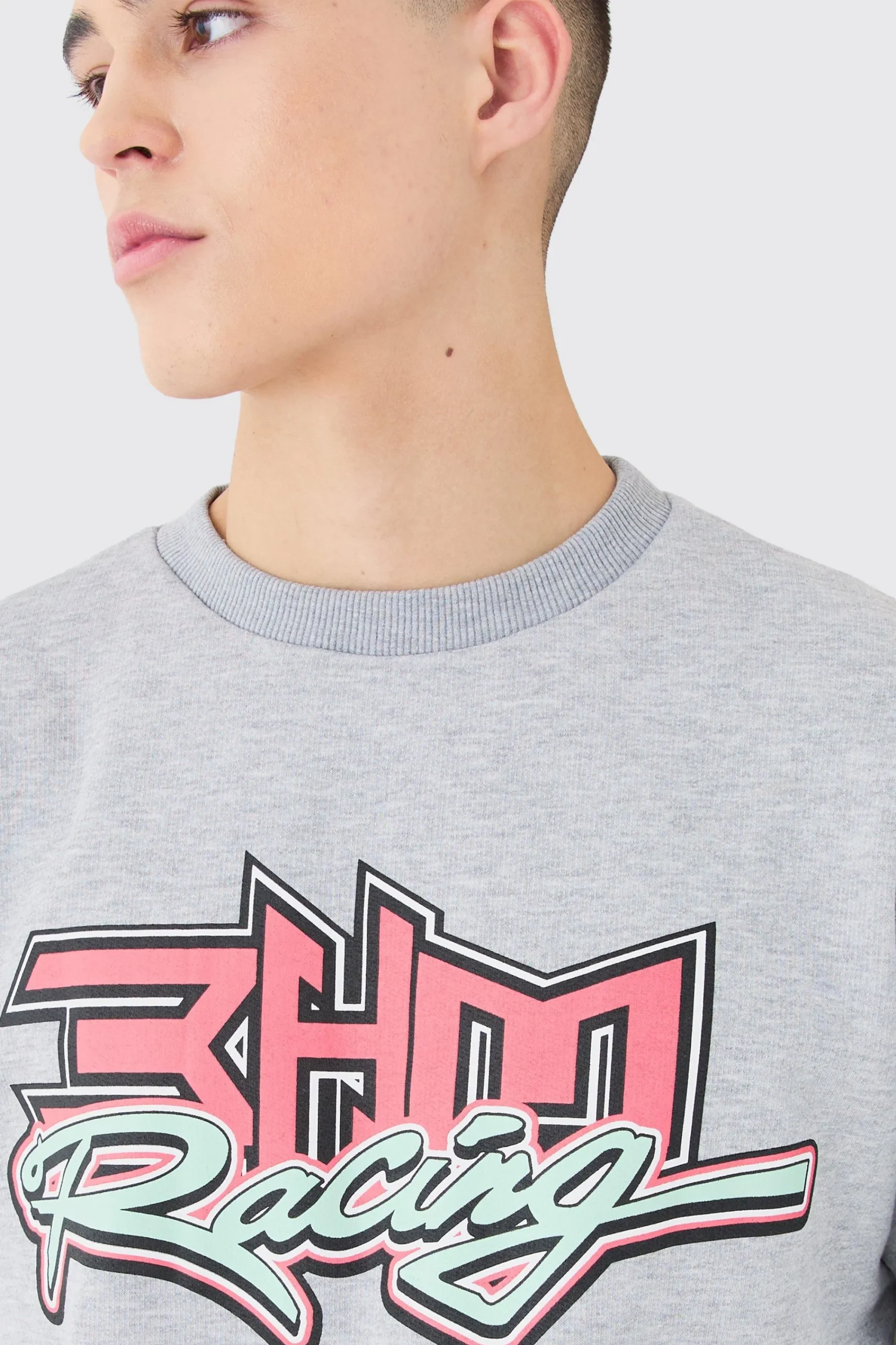 boohooMAN Oversized Boxy Moto Racing Sweatshirt | UK| Hoodies & Sweatshirts