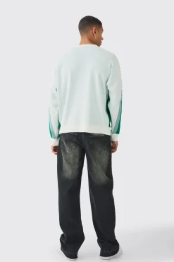 boohooMAN Oversized Boxy Moto Racing Knitted Jumper | UK| Knitwear