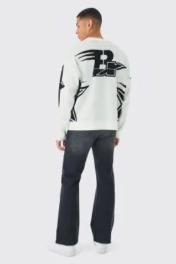 boohooMAN Oversized Boxy Moto Star Knitted Jumper | UK| Knitwear