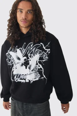 boohooMAN Oversized Boxy OFCL Man Dove Large Scale Print Hoodie | UK| Hoodies & Sweatshirts