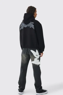 boohooMAN Oversized Boxy OFCL Man Dove Large Scale Print Hoodie | UK| Hoodies & Sweatshirts