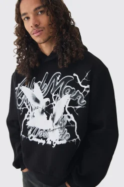 boohooMAN Oversized Boxy OFCL Man Dove Large Scale Print Hoodie | UK| Hoodies & Sweatshirts