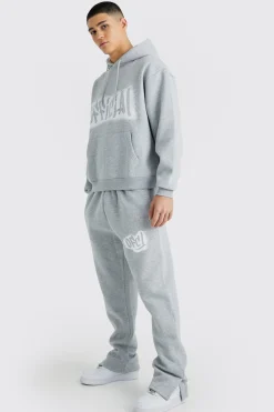 boohooMAN Oversized Boxy Ofcl Spray Split Hem Tracksuit | UK| Tracksuits