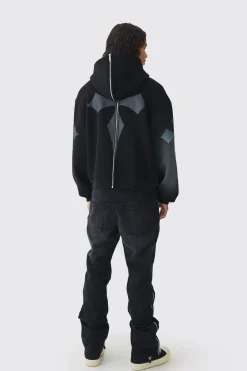boohooMAN Oversized Boxy Offcl Gothic Skull Zip Through Print Hoodie | UK| Hoodies & Sweatshirts
