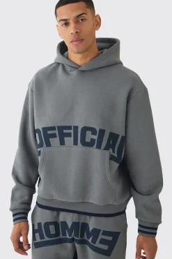 boohooMAN Oversized Boxy Official Graphic Stripe Rib Hoodie | UK| Hoodies & Sweatshirts