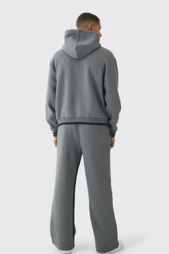 boohooMAN Oversized Boxy Official Graphic Stripe Rib Hoodie | UK| Hoodies & Sweatshirts