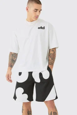 boohooMAN Oversized Boxy Official Puff Print T-shirt And Short Set | UK| Sets & Co-Ords|Tracksuits