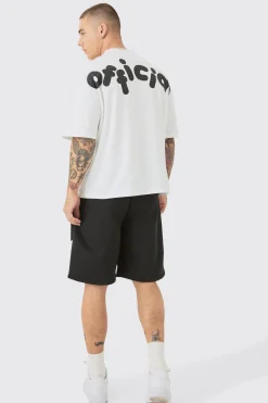 boohooMAN Oversized Boxy Official Puff Print T-shirt And Short Set | UK| Sets & Co-Ords|Tracksuits