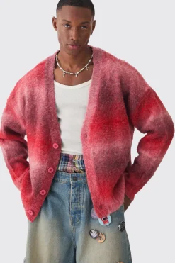 boohooMAN Oversized Boxy Ombre Knitted Cardigan | UK| Knitwear