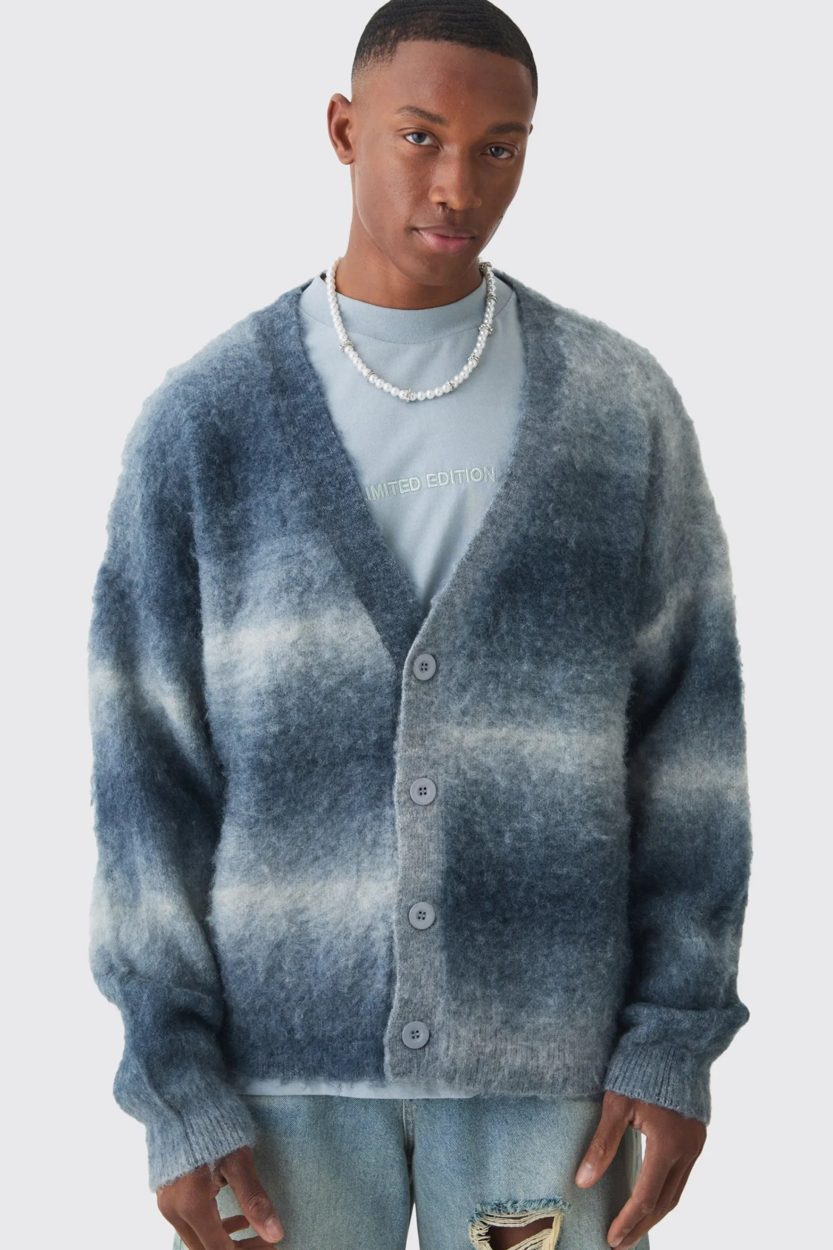 boohooMAN Oversized Boxy Ombre Knitted Cardigan | UK| Knitwear