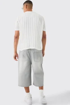 boohooMAN Oversized Boxy Open Ladder Stitch Knitted Shirt In | UK| Shirts