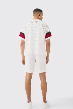 boohooMAN Oversized Boxy Open Stitch Revere Stripe Shirt In | UK| Shirts