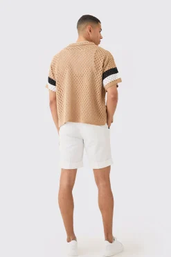 boohooMAN Oversized Boxy Open Stitch Revere Stripe Shirt In | UK| Shirts