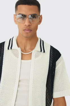 boohooMAN Oversized Boxy Open Stitch Zip Through Shirt & Short Set | UK| Sets & Co-Ords|Tracksuits