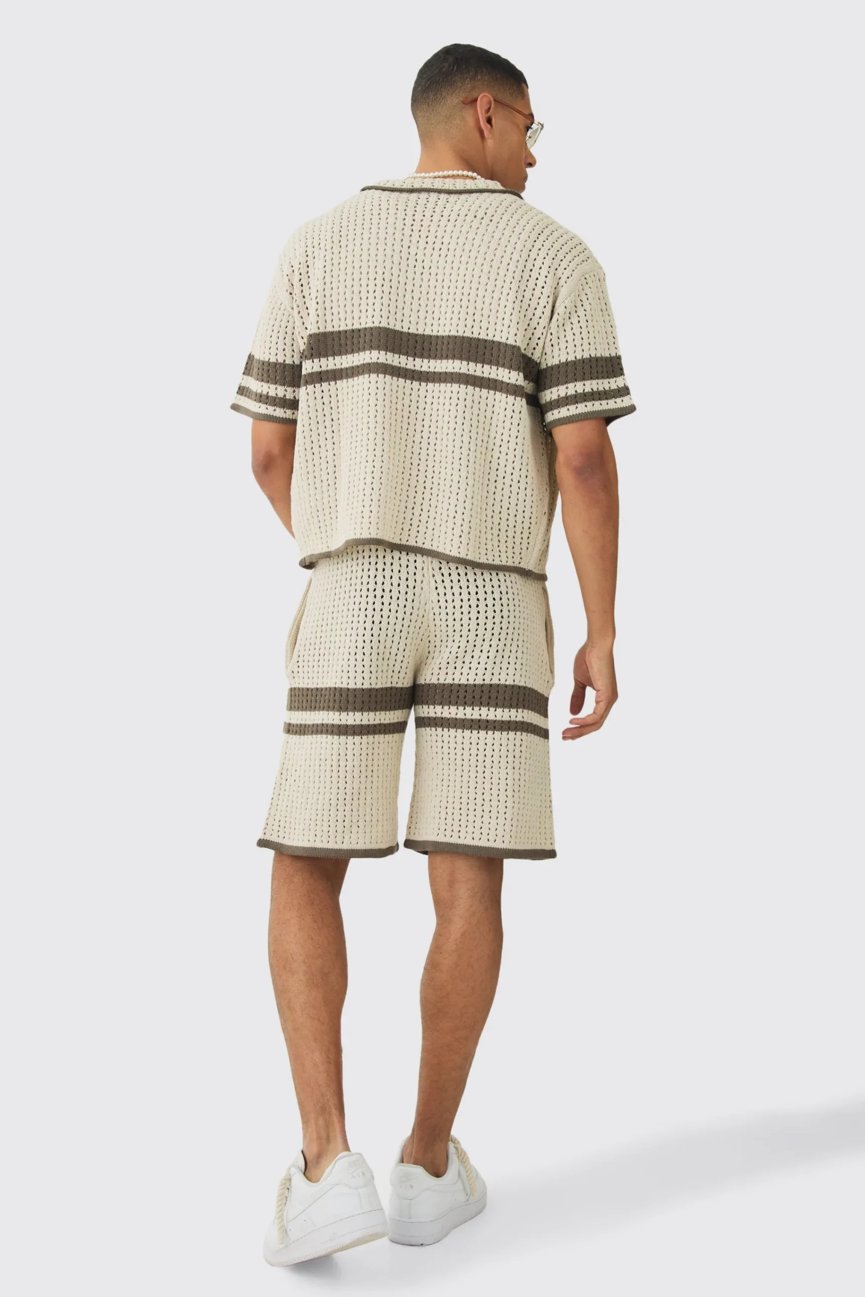 boohooMAN Oversized Boxy Open Stitch Colour Block Shirt & Short Set | UK| Sets & Co-Ords|Tracksuits