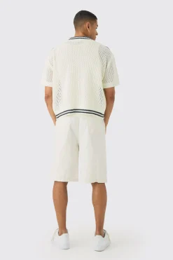 boohooMAN Oversized Boxy Open Stitch Zip Through Knitted Shirt | UK| Shirts