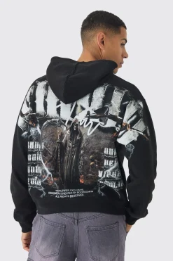 boohooMAN Oversized Boxy Over The Seams Gothic Back Graphic Hoodie | UK| Hoodies & Sweatshirts