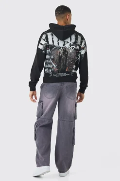 boohooMAN Oversized Boxy Over The Seams Gothic Back Graphic Hoodie | UK| Hoodies & Sweatshirts