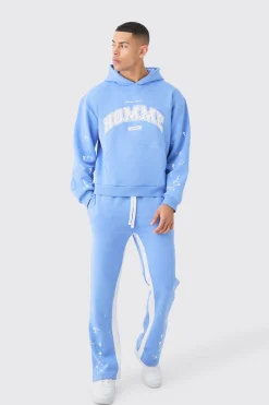 boohooMAN Oversized Boxy Paint Splatter Homme Gusset Tracksuit | UK| Tracksuits