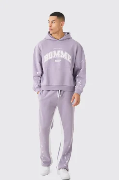 boohooMAN Oversized Boxy Paint Splatter Homme Gusset Tracksuit | UK| Tracksuits