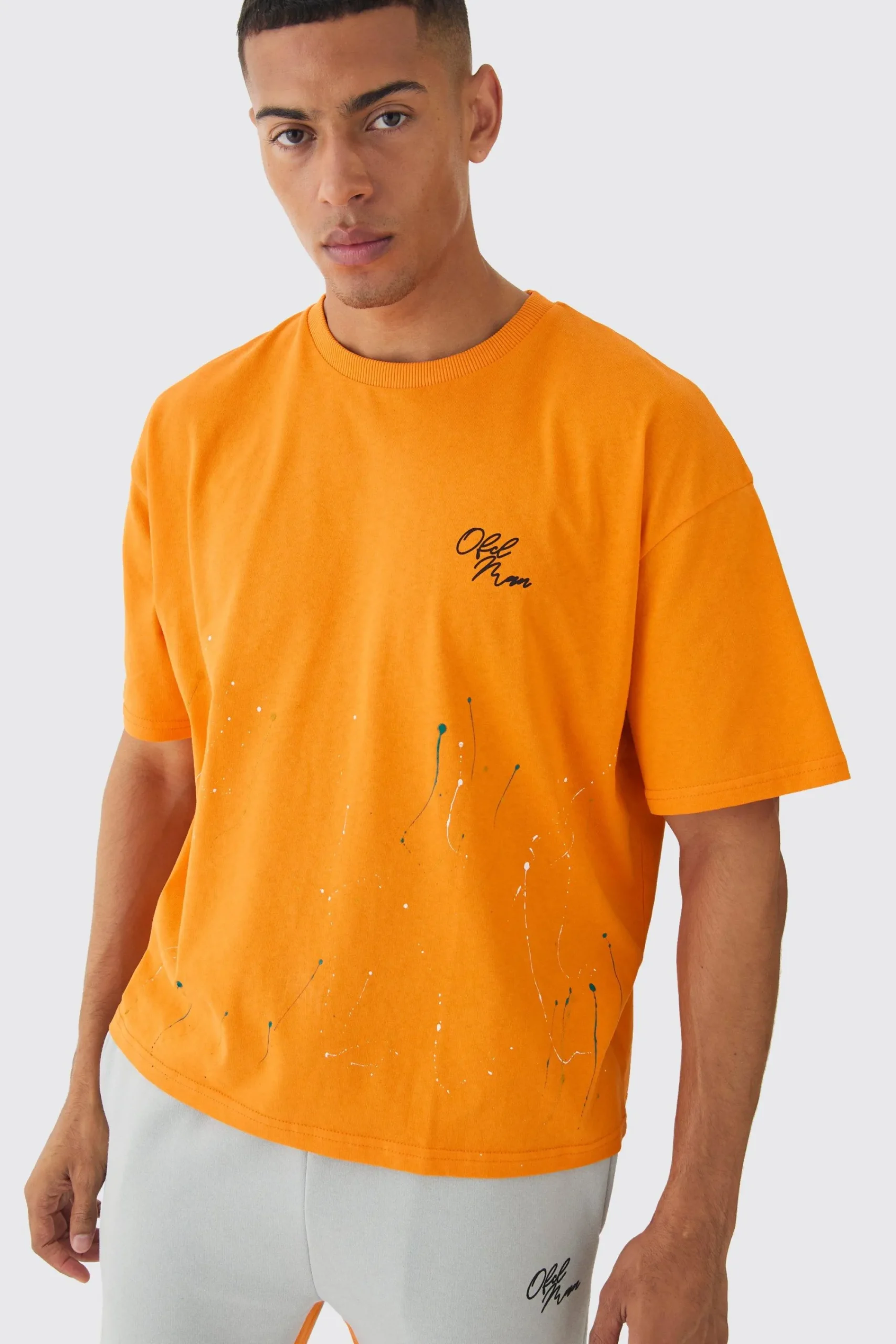 Oversized Boxy Paint Splatter T-shirt | UK^boohooMAN Best
