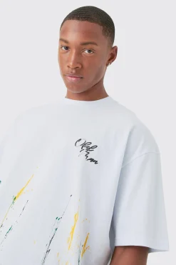 Oversized Boxy Paint Splatter T-shirt | UK^boohooMAN Best